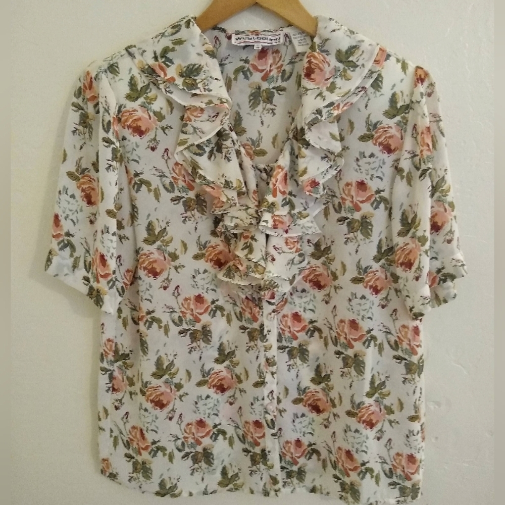 Vtg Ruffled Poet Blouse